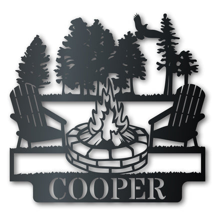 Custom Metal Fireside Monogram Wall Art | Indoor Outdoor | Up to 46" | Over 20 Color Options