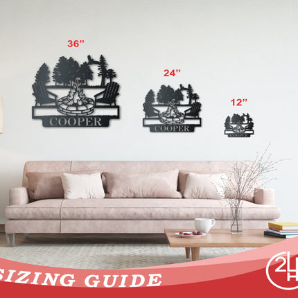 Custom Metal Fireside Monogram Wall Art | Indoor Outdoor | Up to 46" | Over 20 Color Options