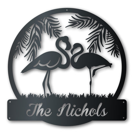 Custom Metal Flamingo Couple Wall Art - Custom Metal Sign - 14 Color Options