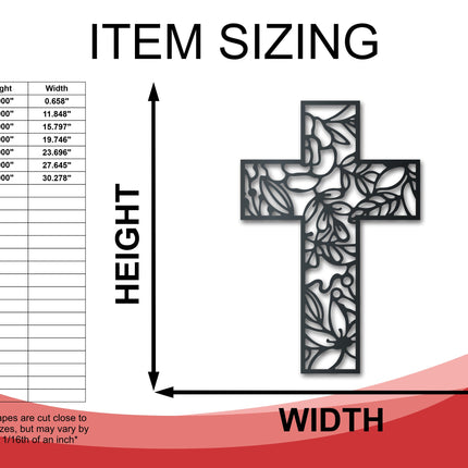Metal Floral Cross Wall Art - 14 Color Options