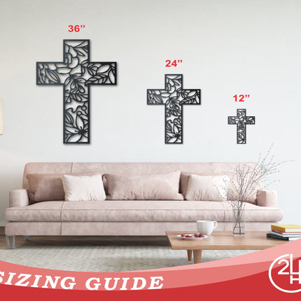 Metal Floral Cross Wall Art - 14 Color Options