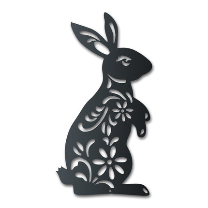 Metal Folk Flower Bunny Wall Art - 14 Color Options