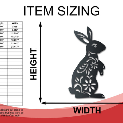 Metal Folk Flower Bunny Wall Art - 14 Color Options