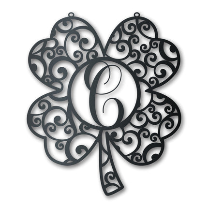 Metal Shamrock Family Monogram Wall Art - Metal St Patrick's Day Sign - 14 Color Options