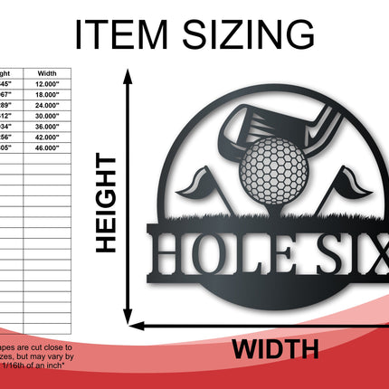 Custom Metal Golf Course Wall Art - Custom Metal Sports Sign - 14 Color Options