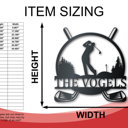 Custom Metal Golfing Monogram Wall Art - Custom Metal Sports Sign - 14 Color Options