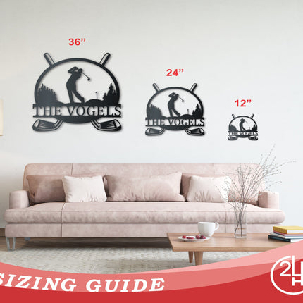 Custom Metal Golfing Monogram Wall Art - Custom Metal Sports Sign - 14 Color Options