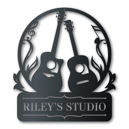 Custom Metal Acoustic Guitar Duo Wall Art | Custom Metal Music Sign | Indoor Outdoor | Up to 46" | Over 20 Color Options