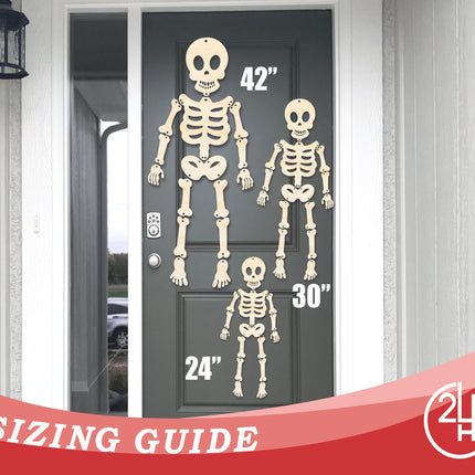 Unfinished Wood Hanging Skeleton Door Sign Door Sign | 15 Piece | DIY Craft Cutout | up to 46" DIY