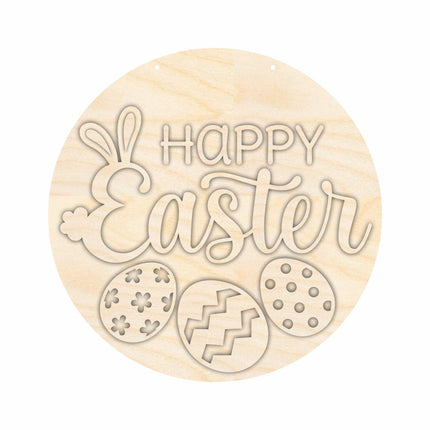 Unfinished Wood Happy Easter Door Sign Kit | Wood Craft Cutouts | 1/4" Thick |