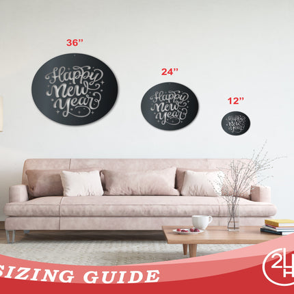 Metal Happy New Year Wall Art - Metal Sign - 14 Color Options