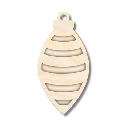 Unfinished Wood Layered Christmas Bulb Ornaments | 2 Piece | 5" Tall | 1/8" Wood | Wood Craft DIY