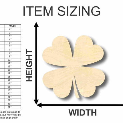 Shamrock Unfinished Wood Craft Lucky Four Leaf Clover up to 46"  DIY
