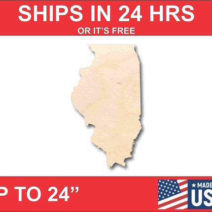 Unfinished Wood Illinois Shape - State - Craft - up to 46"  DIY