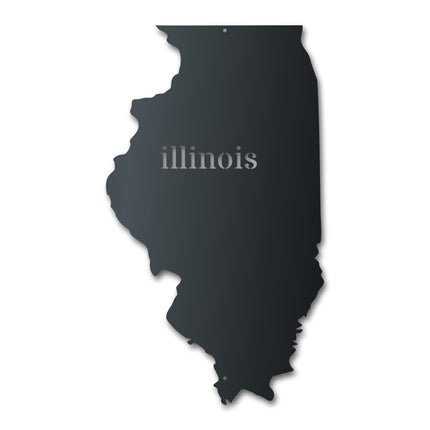 Metal Illinois Wall Art - Custom Metal US State Sign - 14 Color Options