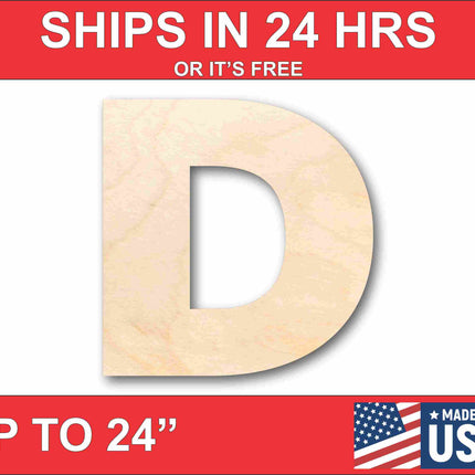 Unfinished Wood Block Letter D - Craft - up to 46" DIY