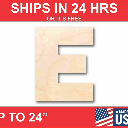 Unfinished Wood Block Letter E - Craft - up to 46" DIY