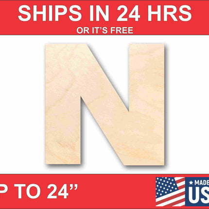 Unfinished Wood Block Letter N - Craft - up to 46" DIY