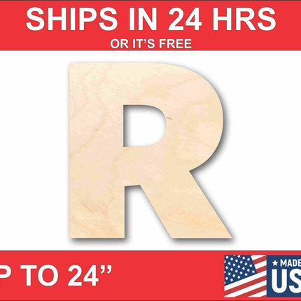 Unfinished Wood Block Letter R - Craft - up to 46" DIY