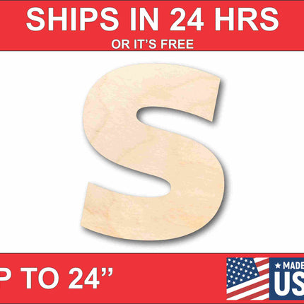 Unfinished Wood Block Letter S - Craft - up to 46" DIY