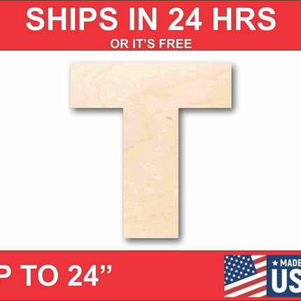 Unfinished Wood Block Letter T - Craft - up to 46" DIY