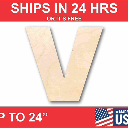 Unfinished Wood Block Letter V - Craft - up to 46" DIY