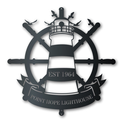 Custom Metal Lighthouse Sign | Nautical Wall Art | Indoor Outdoor | Up to 46" | Over 20 Color Options