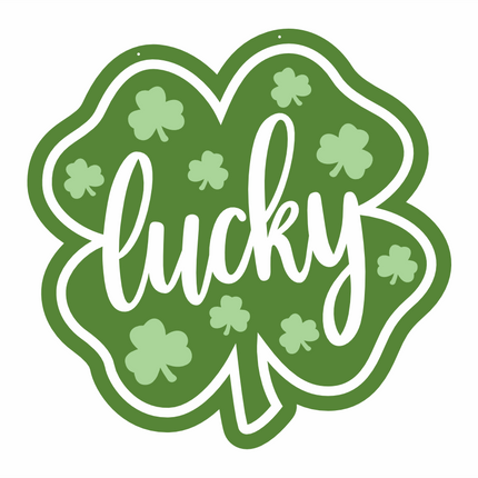 Unfinished Wood Four Leaf Clover Lucky Door Sign Kit | Wood Craft Cutouts | 1/4" Thick |