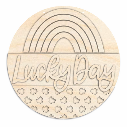 Unfinished Wood Lucky Day St Patrick's Day Door Sign Kit | Wood Craft Cutouts | 1/4" Thick |