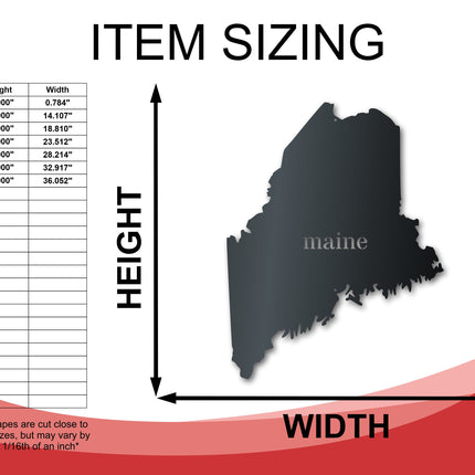 Metal Maine Wall Art - Custom Metal US State Sign - 14 Color Options