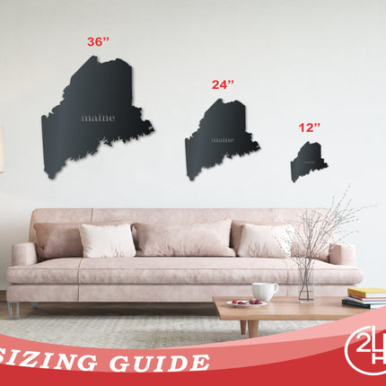 Metal Maine Wall Art - Custom Metal US State Sign - 14 Color Options