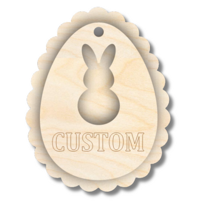 Unfinished Wood Layered Custom Name Easter Egg Gift Tags | 6 Options | 2 Piece | 4"-6" Tall | 1/8" Wood | Wood Craft DIY