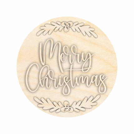 Unfinished Wood Merry Christmas Door Sign Kit | Wood Craft Cutouts | 1/4" Thick |