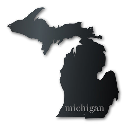 Metal Michigan Wall Art - Custom Metal US State Sign - 14 Color Options