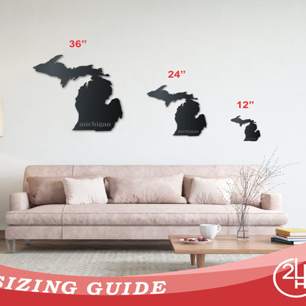 Metal Michigan Wall Art - Custom Metal US State Sign - 14 Color Options
