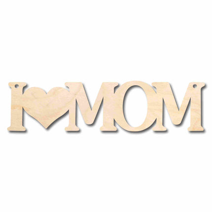 Mother's Day Craft Unfinished Wood Cutout "I heart Mom"  DIY handmade Gift