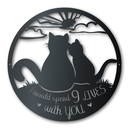Metal Nine Lives Love Wall Art - Custom Metal Sign - 14 Color Options