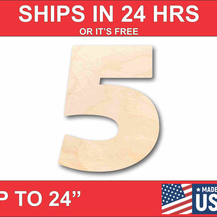 Unfinished Wood Block Number 5 - Craft - up to 46" DIY