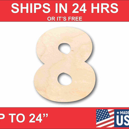 Unfinished Wood Block Number 8 - Craft - up to 46" DIY