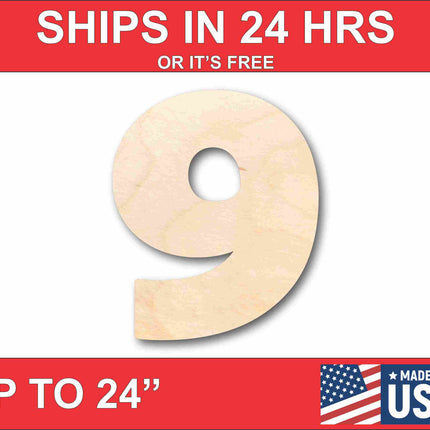 Unfinished Wood Block Number 9 - Craft - up to 46" DIY
