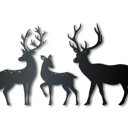 Metal Reindeer Family Wall Art | 3 Piece Set | Christmas Winter Holiday | Indoor Outdoor | Up to 36" | Over 20 Color Options