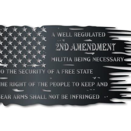 Metal American Flag Amendment Wall Art - Patriotic Metal Sign - 14 Color Options