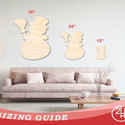 Unfinished Wood Snowman Shape - Winter Craft - up to 46"