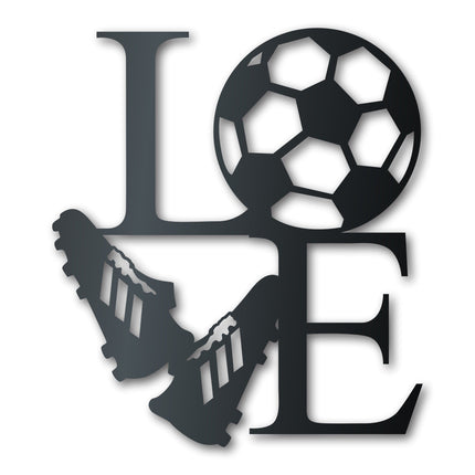 Metal Soccer Love Wall Art - Metal Sports Sign - 14 Color Options