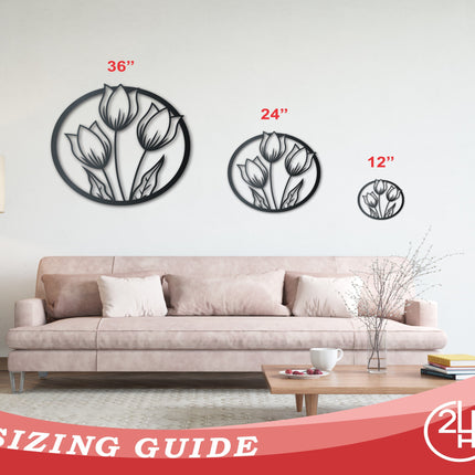 Metal Spring Tulips Wall Art - 14 Color Options