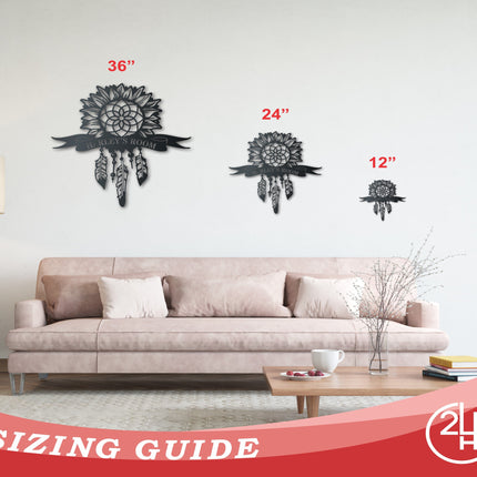 Custom Metal Sunflower Dreamcatcher Wall Art