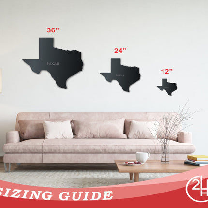 Metal Texas Wall Art - Custom Metal US State Sign - 14 Color Options