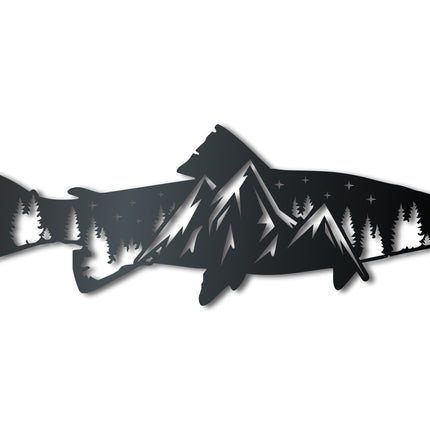 Metal Trout Mountain Wall Art - Metal Mountain Landscape - 14 Color Options