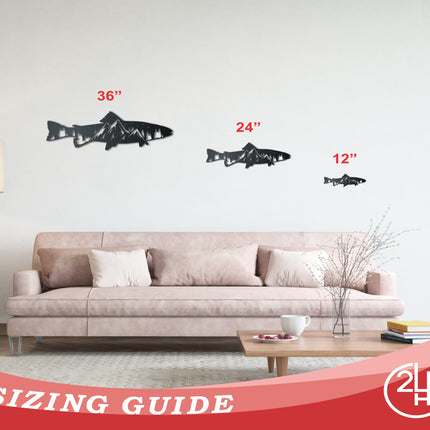 Metal Trout Mountain Wall Art - Metal Mountain Landscape - 14 Color Options