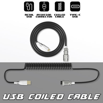 USB Coiled Cable | Double-Sleeved Mechanical Keyboard Wire | Detachable Metal Aviator